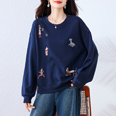 批发大码女装2025秋冬新款时尚宽松休闲套头卫衣