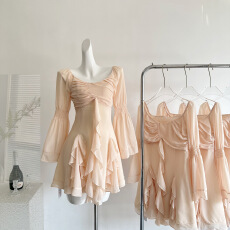 批发JustQin 3/10【香氛美人】2026新款夏装收腰雪纺短裙性感连衣裙女