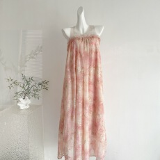 批发Sun雅乔富贵花初夏新款烫钻网纱拼接金线绣花晕染无袖<b class='q'>连衣裙</b>