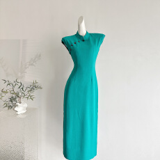 批发凌茜恣禾 碧城<b class='q'>春</b>曲'新中式冰丝皱改良旗袍女<b class='q'>春</b>夏明媚漂亮连衣裙