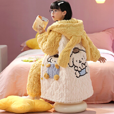 批发儿童新款三层夹棉冬季睡衣珊瑚绒<b class='q'>女童</b>法兰<b class='q'>绒</b>厚款保暖家居服