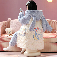 批发儿童新款三层夹棉冬季睡衣珊瑚绒<b class='q'>女童</b>法兰<b class='q'>绒</b>厚款保暖家居服