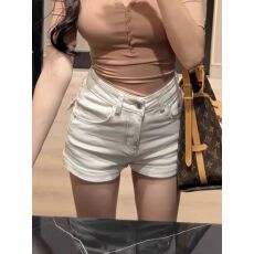 批发夏季新款米白色<b class='q'>卷</b><b class='q'>边</b>美式<b class='q'>牛仔</b><b class='q'>短裤</b>女高腰显瘦a字修身辣妹包臀热裤