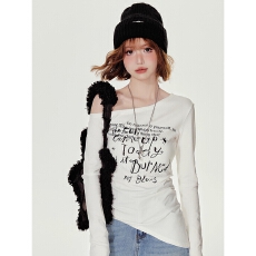 批发罗纹德绒复古辣妹斜领长袖t恤<b class='q'>修身</b>显瘦<b class='q'>打底衫</b>