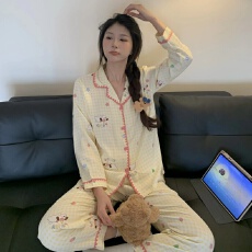 批发春秋季新款月牙开衫云朵棉少女简约家居服卡通<b class='q'>韩版</b>女士睡衣<b class='q'>套装</b>