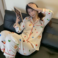 批发春秋季新款月牙开衫云朵棉少女简约家居服卡通<b class='q'>韩版</b>女士睡衣<b class='q'>套装</b>