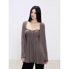 批发吊带背心女带胸垫一体上衣+<b class='q'>修身</b>秋季开衫<b class='q'>外套</b>女两件套装