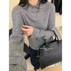 批发<b class='q'>欧洲站</b>2025秋冬<b class='q'>新款</b>欧货翻领纯色细羊毛针织衫简约显瘦百搭打底衫