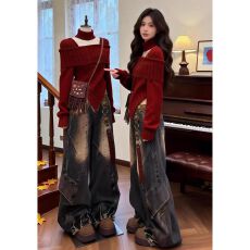 超火超好看的初冬新款方领针织上衣