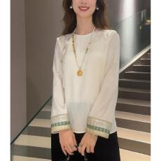 批发新中式气质长袖时尚<b class='q'>百搭</b>洋气宽松显瘦优雅复古中国风衬衫