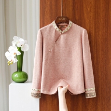 批发国风时尚百搭秋<b class='q'>冬</b>立领钉珠长袖九分袖常规款百搭春秋日常气质上衣