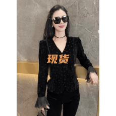 批发xianhuo原版2025秋冬真丝丝绒<b class='q'>衬衫</b>女丝绒新年装开衫显瘦上衣女