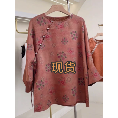 批发早秋改良<b class='q'>汉服</b>新中式国风复古斜襟圆领衬衫女高端洋气<b class='q'>唐装</b>减龄上衣