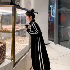 批发大码女装春秋季新款长款过膝卫衣裙女胖mm显瘦洋气连衣裙200斤300