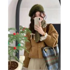 批发短款小个子圆领毛呢外套上衣双面羊绒大衣秋冬季羊毛呢<b class='q'>西装</b>外套女