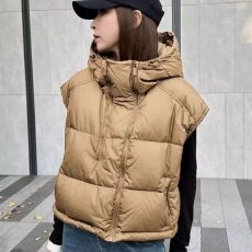 批发连帽背心坎肩加厚双拉链羽绒棉马甲女欧货秋<b class='q'>冬</b>款短款保暖棉服外套