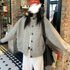 批发美式复古立领夹克外套女学生秋季新款设计感百搭休闲<b class='q'>棒球</b>服