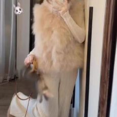 批发韩系穿搭温柔气质巨好看小个子环保皮草马甲