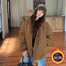 批发2026<b class='q'>新款</b>秋冬季男女<b class='q'>情侣</b><b class='q'>棉服</b>外套女宽松百搭美式复古夹棉加厚夹克