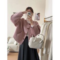 批发原版优质面料 有内里 秋冬圆领小清新<b class='q'>宽松</b>显瘦小香风气质羊毛上衣