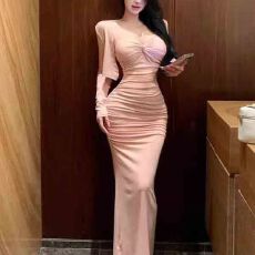 批发性感辣妹风褶皱收腰吊带<b class='q'>连衣裙</b>女秋冬新款修身显瘦<b class='q'>长袖</b>开衫两件套