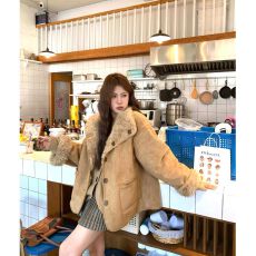 批发【原版质量】2025新款双面穿皮毛一体外套立领羊羔毛保暖上衣