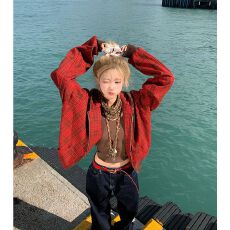 批发原版面料原版做工400g加绒美式高街格子连帽外套<b class='q'>卫衣</b><b class='q'>男</b>女情侣秋冬