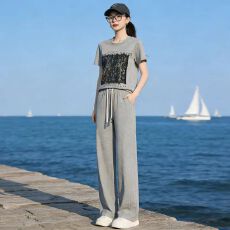 批发短袖2026显瘦新款运动<b class='q'>套装</b>女两件套时尚夏季<b class='q'>休闲</b>洋气宽松印花爆款