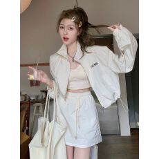 批发防晒衣工装套裙冲锋衣外套女<b class='q'>休闲</b>运动轻薄透气短款套装两件套