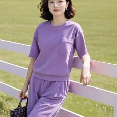 批发休闲纯色<b class='q'>运动服</b>套装女2026夏季新款时尚<b class='q'>韩版</b>妈妈显瘦气质两件套