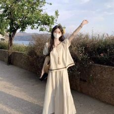 批发2025夏季短款泡泡袖上衣女独特民族风气质套装<b class='q'>衬衫</b>夏日多巴胺穿搭