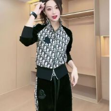 批发曼巴棉面料新款运动服套装女2026洋气减龄宽松外套阔腿裤两件套