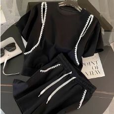 批发夏季运动服套装女2026新款时尚显瘦洋气宽松短袖短裤休闲两件套