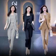 批发职业西服套装新款春秋女2026修身<b class='q'>时尚</b>气质轻奢西装三件套显瘦高