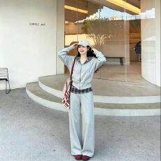 批发逛街外温柔<b class='q'>春</b>装百搭抽绳黑色2026亲肤少女韩系