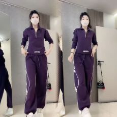 批发【曼巴棉】休闲洋气长袖阔腿<b class='q'>裤</b><b class='q'>2026</b><b class='q'>时尚</b>运动套<b class='q'>装</b>显瘦遮肚两件套