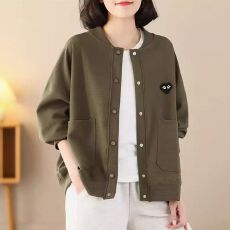 批发时尚休闲开衫卫衣女薄款2026春秋新款大码秋装小个子<b class='q'>中年</b>妈妈外套
