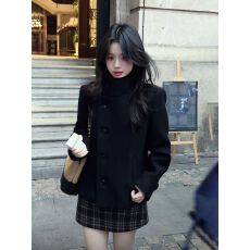 批发黑色高级感呢子大衣女2026秋冬新款毛呢外套小个子赫本风气质短款