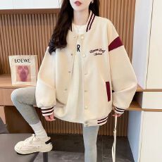 批发美式棒球服外套<b class='q'>女</b>春秋季<b class='q'>夹克</b>上衣2026新款开衫卫衣