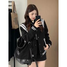 批发美式棒球服2026早春新款小个子短款春秋外套<b class='q'>女</b>情侣同款黑色<b class='q'>夹克</b>衫