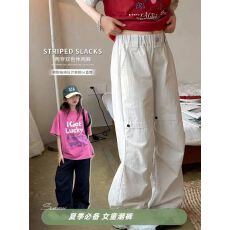 批发女童裤子夏季薄款2025新款<b class='q'>儿童</b>工装裤宽松直筒童装百搭休闲裤夏装