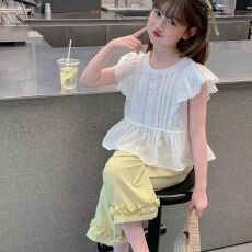 批发女童套装夏装2025新款洋气童装女孩夏季短袖九分裤儿童两件套薄款