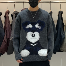 批发羊毛设计感狗狗重磅圆领宽松通勤毛织卫衣针织衫毛衣