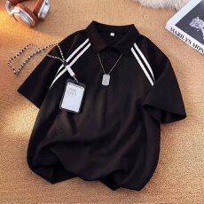 美式重磅高质量t恤短袖男女高级感短款POLO衫正肩五分袖流行时尚