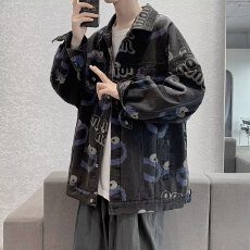 批发美式<b class='q'>街头</b>夹克上衣休闲宽松扎染牛仔外套男女2026春秋新款百搭潮