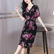 批发<b class='q'>真丝</b><b class='q'>连衣裙</b>2026夏季新款印花妈妈中长款宽松高端桑蚕丝裙子<b class='q'>女</b>