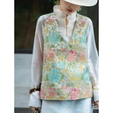 批发牡丹提花中国风<b class='q'>马甲</b>外套女2026春季新款复古气质叠穿宽松V领背心