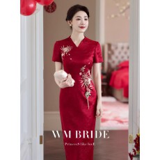 批发高端<b class='q'>妈妈装</b>结婚旗袍2026新款高贵年轻喜婆婆婚宴礼服显瘦连衣裙女