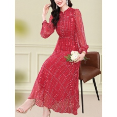 批发真丝连衣裙女2026春季新款法式浪漫复古印花裙度假风桑蚕丝气质裙