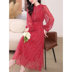 批发<b class='q'>真丝</b><b class='q'>连衣裙</b>春季2026新款高级感奢华百搭气质长裙复古<b class='q'>红色</b>桑蚕丝裙